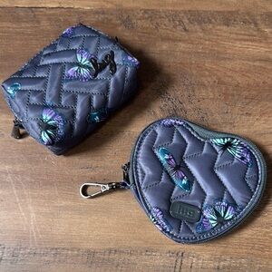 Lug Quilted Heart Pouch and Mini Choo Choo in Butterfly Grey